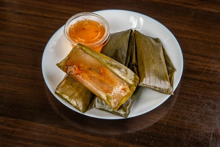 Steamed Yuca Wrapped (Bánh Bột Lọc gói lá chuối)